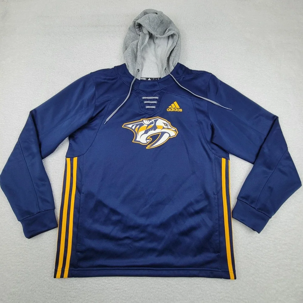 Nashville Predators Hoodie Mens Medium Adidas NHL Pullover AEROREADY 2021‎
